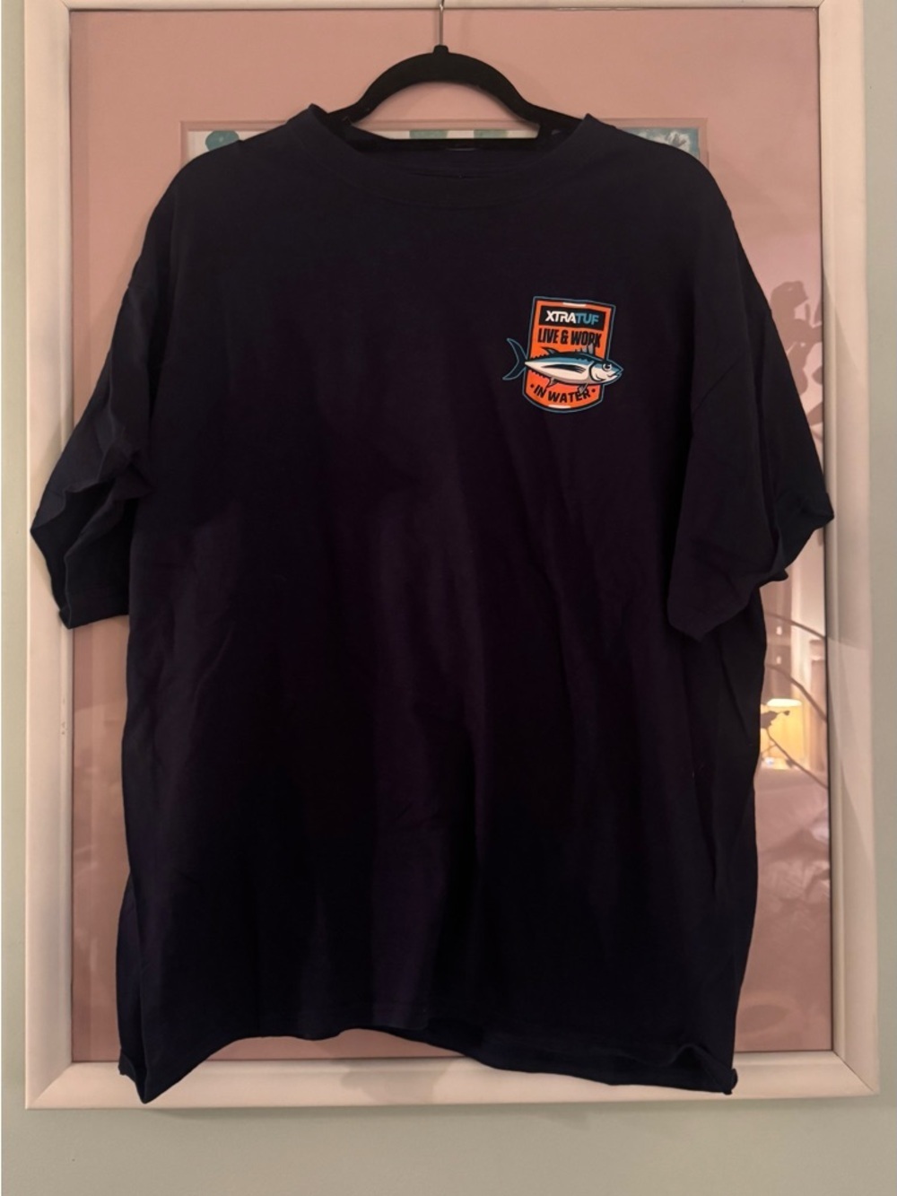 Men's Navy Short-Sleeve Graphic Tee with Chest Patch